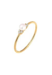 elli. DIAMONDS - Ring Verlobung Perle Diamant (0.03 Ct.) 585 Gelbgold - Gold