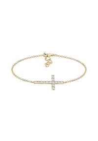 elli. - Armband Kreuz Funkelnd 925 Silber Vergoldet, Mit Kristallen Von Swarovski® - Gold