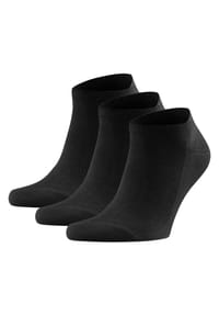 FALKE - Herren Socken 3er Pack - Family Sneaker, Anti-Slip-System, Baumwollmischung, Uni - Schwarz