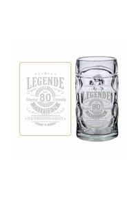 LUXENTU - Bierkrug mit Gravur Legende seit 80 Jahren 0,5 Liter transparent - transparent