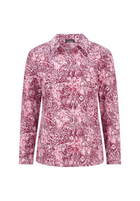 GOLDNER - Kurzgröße:  Hemdbluse mit Paisley-Druck - bordeaux / gemustert