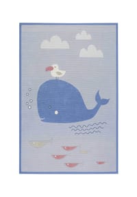 ESPRIT - Kinderteppich Whale Buddy - Wendeteppich Wal & Sternenhimmel - blau