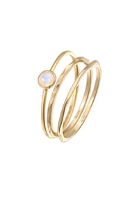 elli. PREMIUM - Ring Solitär Mondstein 3Er Ring Set 375 Gelbgold - Gold