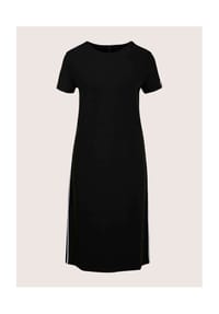 MADELEINE - Viskosekleid mit Kontraststreifen - schwarz / weiß
