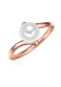 VALERO PEARLS - Damen Ring aus 925/- Sterling Silber in Roségold mit Süßwasser-Zuchtperle - roségold