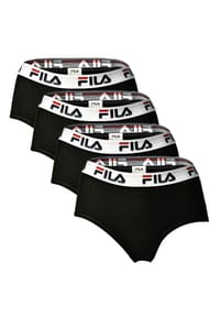 FILA - Damen Hipster - 4er Pack Slip, Logo-Bund, Cotton Stretch, einfarbig - Schwarz
