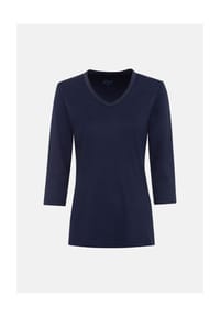 olsen - Basic-Shirt, reine Baumwolle, verzierter V-Ausschnitt, für Damen - 10000 WHITE