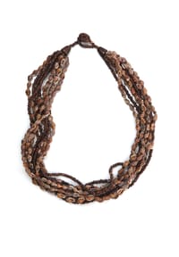 collezione alessandro® - Kurze Kette Marina mit Holzperlen und echten Muscheln - braun