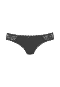 LASCANA - String, florale Spitze, Zierschleife, für Damen - BLACK