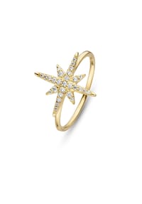 Fiocco JEWELRY - Luna Ring Zirkonia weiß Brillantschliff , 925 Sterling Silber - gelbgold