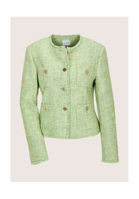 MADELEINE - Tweed-Blazer mit Fransendetails - perlweiß / kiwi / multicolor