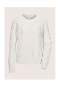 MADELEINE - Rundhals-Wollpullover mit Kordelstickerei - silbergrau / melange