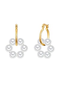YOKOAMii - Damen Ohrringe aus Metall-Legierung in Gelbgold mit Muschelkernperle - gelbgold