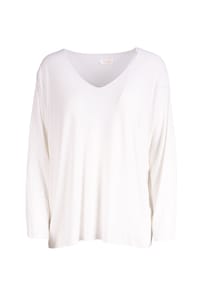 Seasons of April - Langarmshirt Maya Damen Shirt mit V-Ausschnitt, Langärmelig - Beige