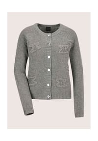 MADELEINE - Kaschmir-Strickjacke mit Stickerei - steingrau / melange