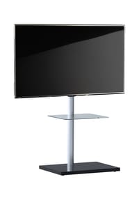 VCM. - TV Standfuß schwenkbar | Aluminium Ständer für Fernseher 26-70 Zoll | Maße ca. H. 100 x B. 60 x T. 45 cm | bis VESA 400x400 | TV Möbel Nalano mit Fachboden - Schwarz