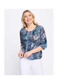 SIEH AN! - Schlupfbluse - marine-aquamarin-bedruckt