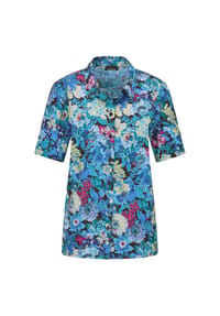 GOLDNER - Blusenshirt mit floralem Print - blau / gemustert