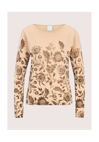 MADELEINE - Kaschmirpullover mit botanischem Print - beige / melange / dunkeltaupe