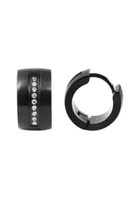 Adelia's Modern Essentials - Ohrringe – Klappcreole aus Edelstahl mit Strass Steinchen - schwarz