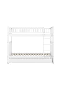 KOMHTOM - Etagenbett 90x200 cm, Kiefer/MDF, weiß, mit Ausziehbett & stabiler Treppe – ohne Matratze - Weiß