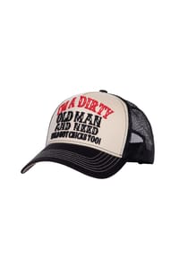 KING KEROSIN - Trucker Cap mit Statement-Stickerei Dirty Old Man - beige