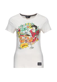 QUEEN KEROSIN - Print-Shirt mit Dolce-Vita-Vibes Ciao Bella - offwhite