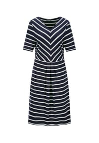 GOLDNER - Kurzgröße:  Viskosekleid im Streifen-Look - marine / weiß / gestreift