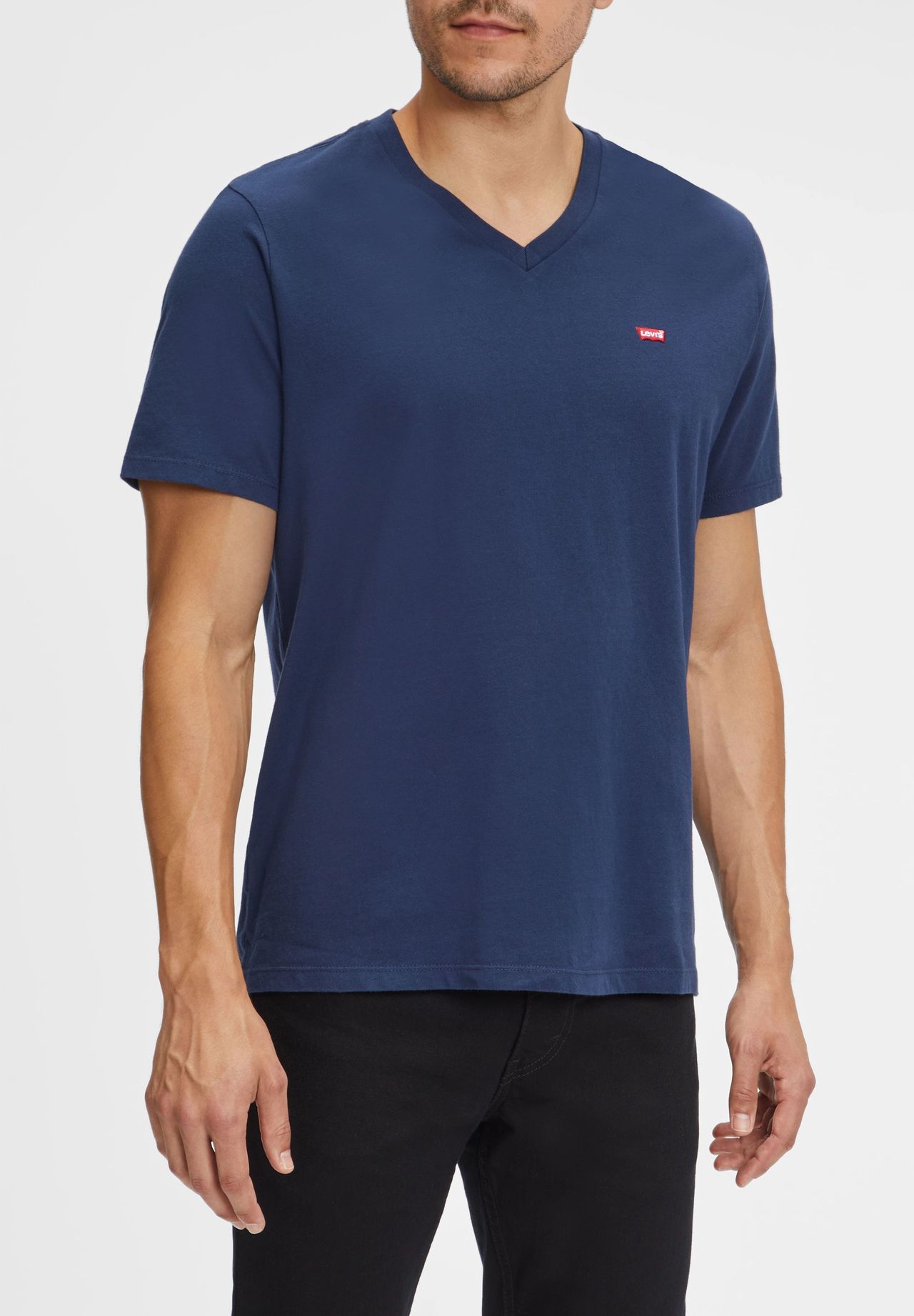 Levi's® T-Shirt, V-Ausschnitt, Logo-Stickerei, Uni, FüR Herren, Blau, XXL