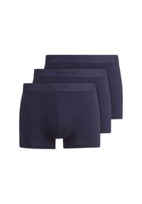 OLYMP - Herren Boxershorts, 3er Pack - Trunks, Cotton Stretch, Logo, einfarbig - Blau
