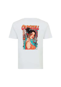 OLDSKULL - T-Shirt Retro Pixel Lady Logo im zeitlosen Design mit Retro-Motiv - White