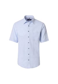 CASAMODA - Herren Leinenhemd Kurzarm uni Casual Fit - Hellblau