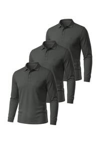 normani® - 3er Set Herren Langarm Poloshirt Lyroe - Anthrazit