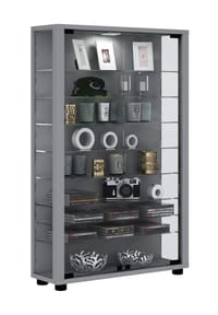 VCM. - Glasvitrine stehend | Vitrine Glas mit ESG-Sicherheitsglas | Maße ca. H. 90 x B. 59 x T. 18 cm | Standvitrine Glas | Modern und platzsparend | Glas Vitrinenschrank – Lumo Mini - 
