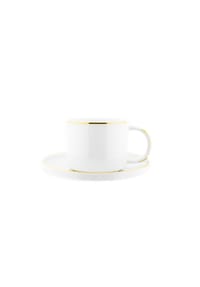 mulex® - Mulex 12 Teiliges Kaffeetassen-Set mit Untertasse aus Porzellan - Gold 200 ml