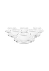 Seltmann Weiden Teetassen mit Untertassen Lido Black Line 200 ml 6er Set weiß - LIDO BLACK LINE - weiß
