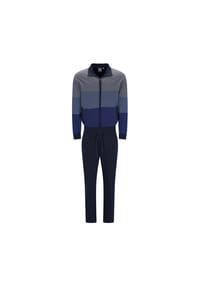 hajo - Herren Hausanzug, lang - Klima-Komfort, Zip-Jacke, Baumwoll-Mix - Dunkelblau