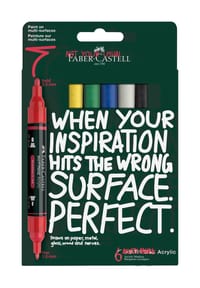 Faber-Castell - Acryl-Marker-Set, 6-teilig - BUNT, mehrfarbig