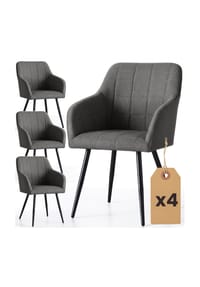Akord - Luxano Quadratisch Gesteppte, Gepolsterte Esszimmerstühle, 4er-Set - beige / goldfarbene Beine