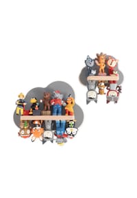 VCM. - My Home - Kinderregal Wolke | hängend für Tonie Figuren | platzsparendes Regal | Maße: H. 16 x B. 22 x T. 5 cm | Wandregal für Figuren Aufbewahrung mit Magneteinsätzen | Aufbewahrungsregal Holz Wolken - Grau