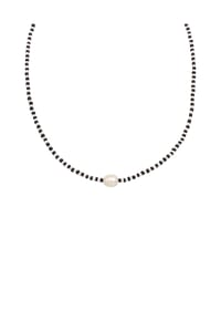 elli. - Halskette Barock Perle Glass Beads Schwarz Weiß 925 Silber - Silber