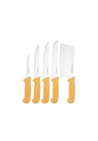 Cheffinger - 5-teiliges BBQ Messer-Set aus hochwertigem Edelstahl - Ergonomisch & l - Gelb OneSize