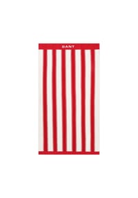 GANT - Strandtuch - YACHT STRIPE BEACH TOWEL, Duschtuch, Bio-Baumwolle, Streifen, 100 x 180 cm - Rot
