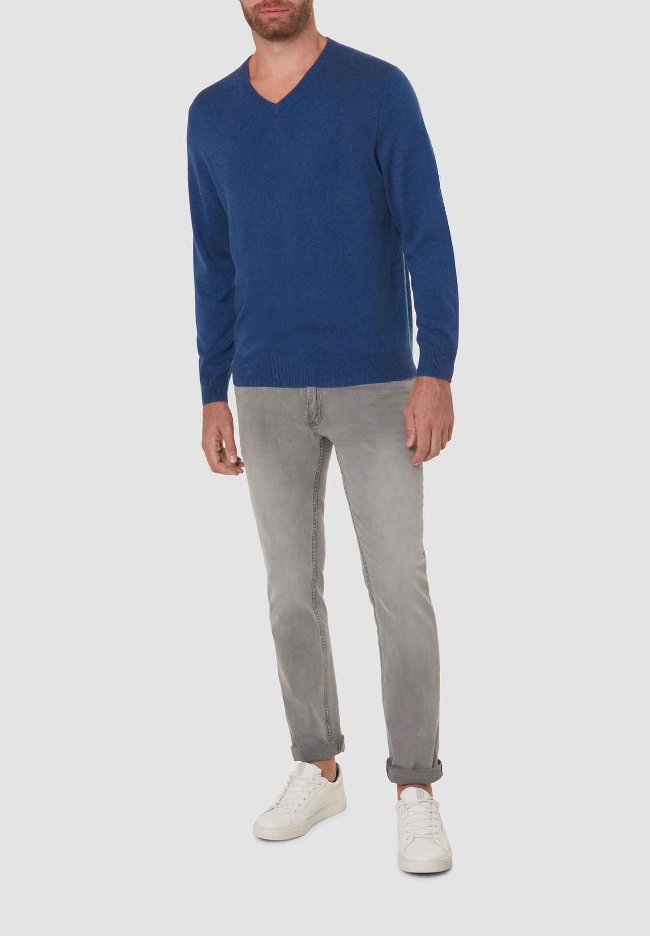 GALERIA Seide-Cashmere Pullover, V-Ausschnitt, Rippbündchen, für 