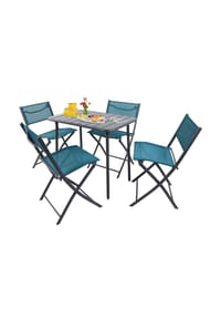 VCM. - 5-tlg Gartenmöbel Set | Sitzgruppe Essgruppe | 1xTisch, 4x Klappstühle | Tisch Maße ca. H. 72 x B. 80 x T. 55 cm | Garten Set – Sumila 80x55 - Rot