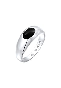 KUZZOÍ - Ring Siegelring Emaille Oval 925 Sterling Silber - Gold