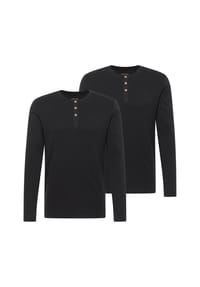 MUSTANG® - Herren Longsleeve 2er Pack - Arminto, Knit Rib, Henley-Kragen, Slim Fit, Bio-Baumwolle - Dunkelblau