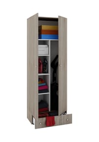 VCM. - Holz-Besenschrank | 6 Fächer | Maße: . B. 70 x H. 196 x T. 40 cm | Haushaltsschrank | Mehrzweckschrank | Extra Schublade - Vandol - Buche