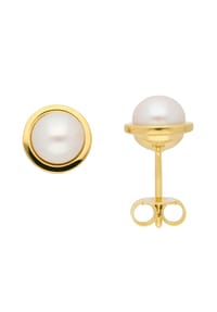 Adelia's - Damen Gold Schmuck 375 Gold Ohrringe  Ohrstecker mit Süßwasser Zuchtperle Ø 8,5 mm - gold