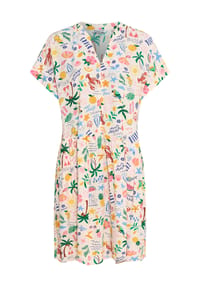 MANGUUN - Sommerkleid, Split-Neck, für Damen - 1 SCHWARZ PUNKTE